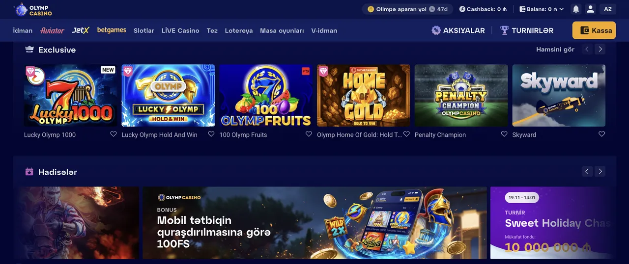 Olymp Casino online oyunları – slotlar, stolüstü və canlı kazino